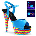 Pleaser Sandales pour femmes DELIGHT-609rbs néon bleu pat / néon multi