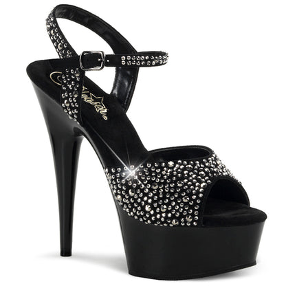 Pleaser Sandales pour femmes DELIGHT-609RS BLK SUDE-SAWTER RS / BLK