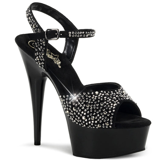 Pleaser Sandales pour femmes DELIGHT-609RS BLK SUDE-SAWTER RS / BLK