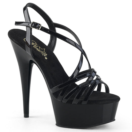 Pleaser Sandales pour femmes DELIGHT-613 BLK PAT / BLK