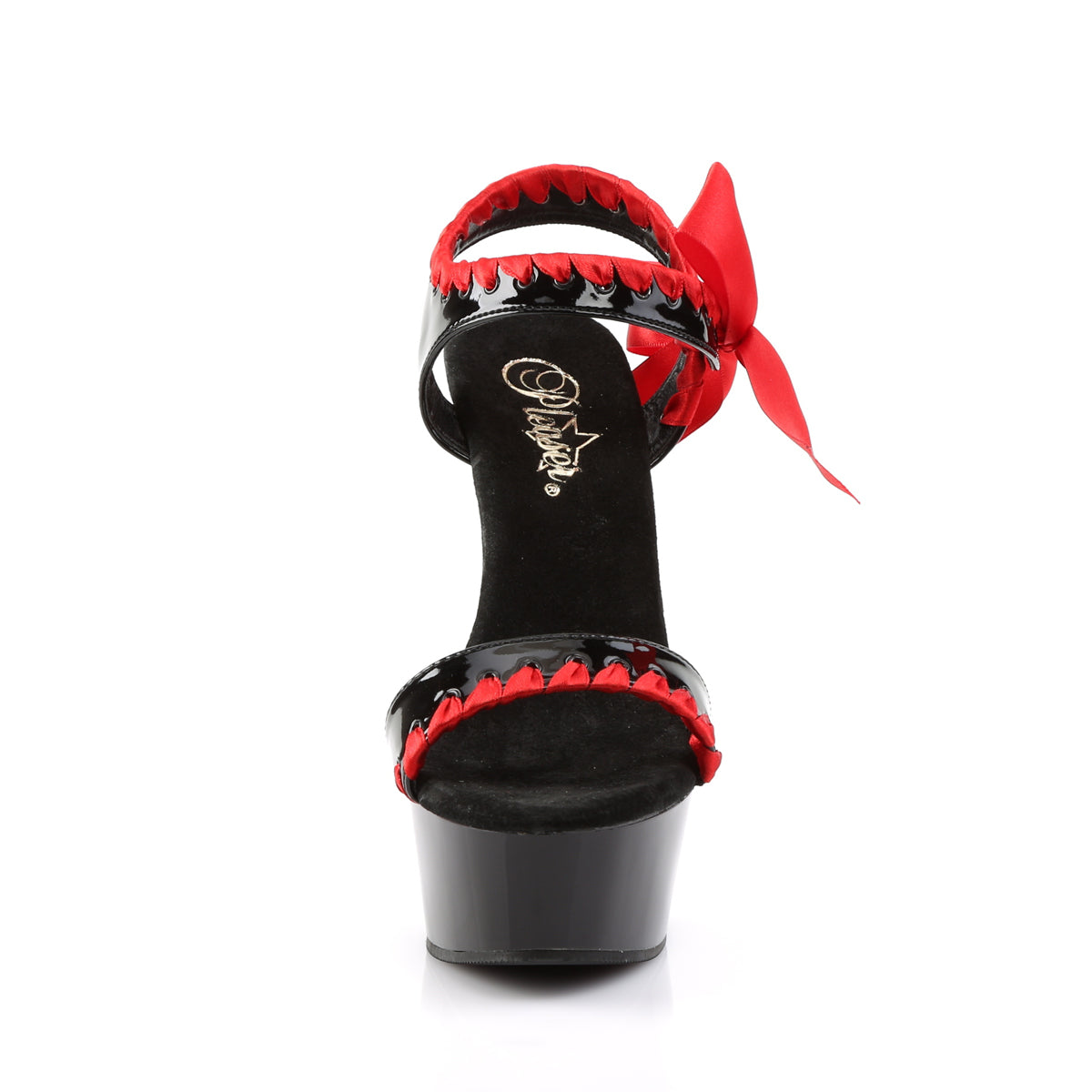 Pleaser Sandales pour femmes DELIGHT-615 blk-rouge / blk