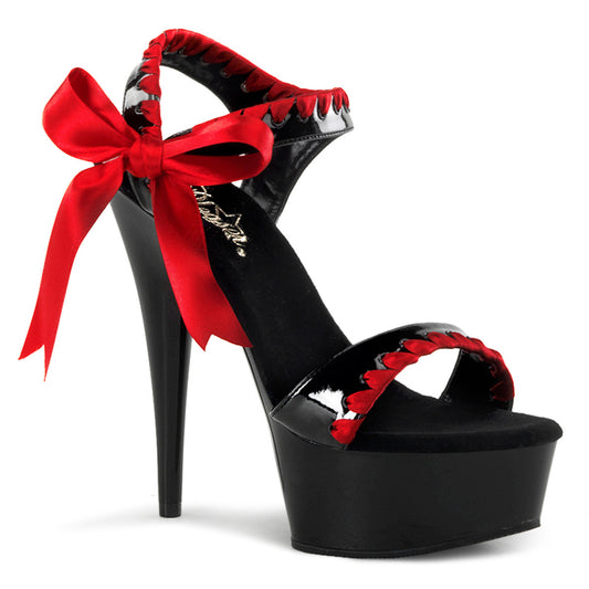 Pleaser Sandales pour femmes DELIGHT-615 blk-rouge / blk
