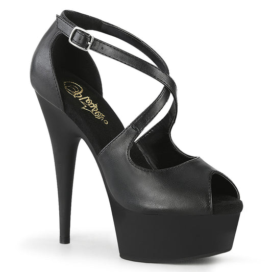 Pleaser Sandales pour femmes DELIGHT-621 BLK FAUX CUIR / BLK MATTE