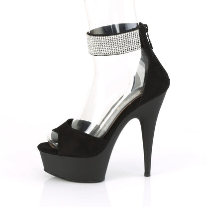 Pleaser Sandales pour femmes DELIGHT-625 BLK FAUX SUDE / BLK MATTE
