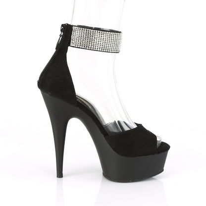 Pleaser Sandales pour femmes DELIGHT-625 BLK FAUX SUDE / BLK MATTE