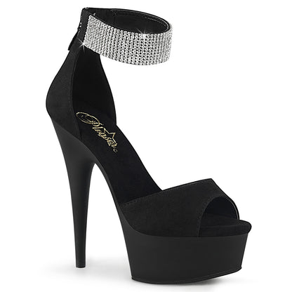 Pleaser Sandales pour femmes DELIGHT-625 BLK FAUX SUDE / BLK MATTE