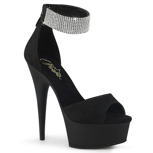 Pleaser Sandales pour femmes DELIGHT-625 BLK FAUX SUDE / BLK MATTE