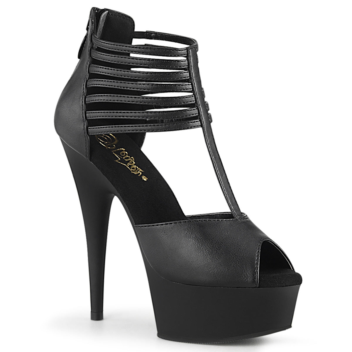 Pleaser Sandales pour femmes DELIGHT-626 Blk Faux Cuir / Blk Matte