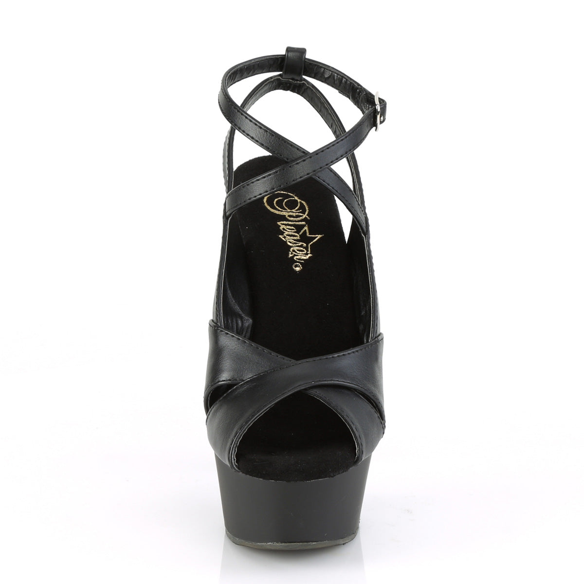 Pleaser Sandales pour femmes DELIGHT-632 BLK FAUX CUIR / BLK MATTE