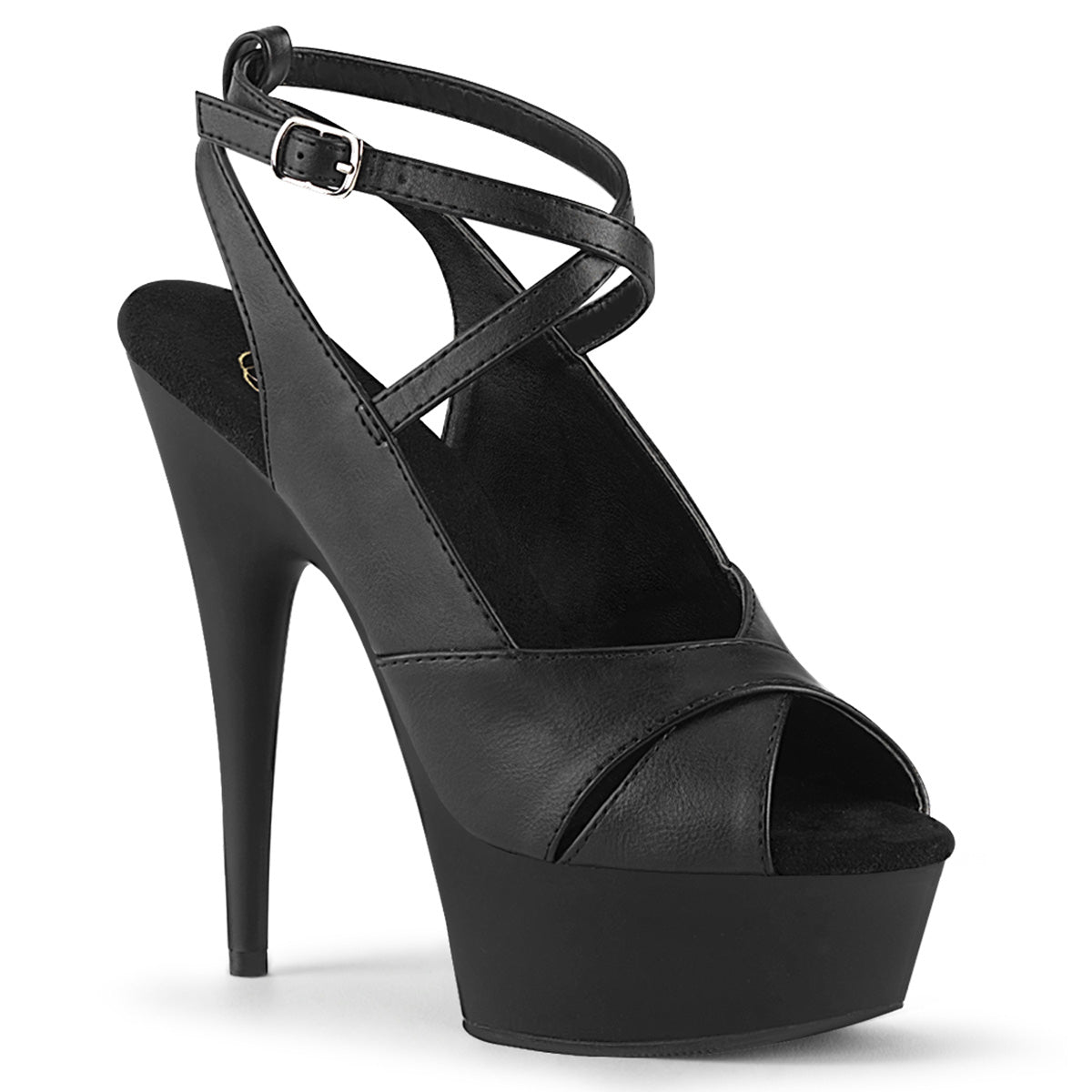 Pleaser Sandales pour femmes DELIGHT-632 BLK FAUX CUIR / BLK MATTE
