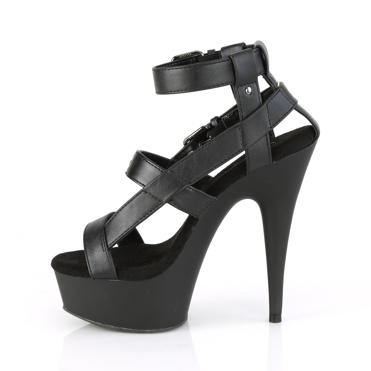 Pleaser Sandales pour femmes DELIGHT-637 BLK FAUX CUIR / BLK MATTE