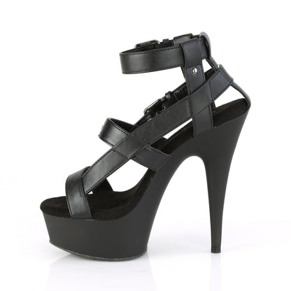Pleaser Sandales pour femmes DELIGHT-637 BLK FAUX CUIR / BLK MATTE