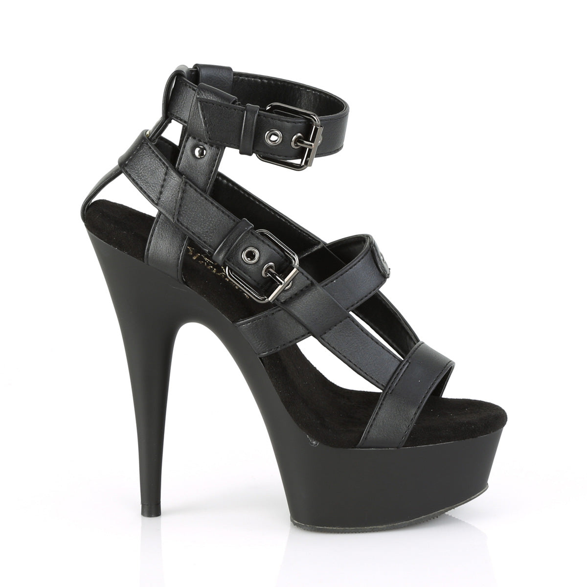 Pleaser Sandales pour femmes DELIGHT-637 BLK FAUX CUIR / BLK MATTE