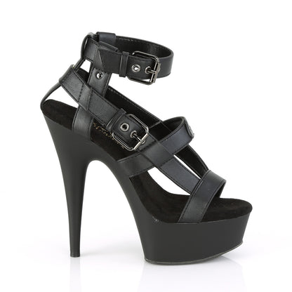 Pleaser Sandales pour femmes DELIGHT-637 BLK FAUX CUIR / BLK MATTE