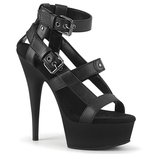 Pleaser Sandales pour femmes DELIGHT-637 BLK FAUX CUIR / BLK MATTE