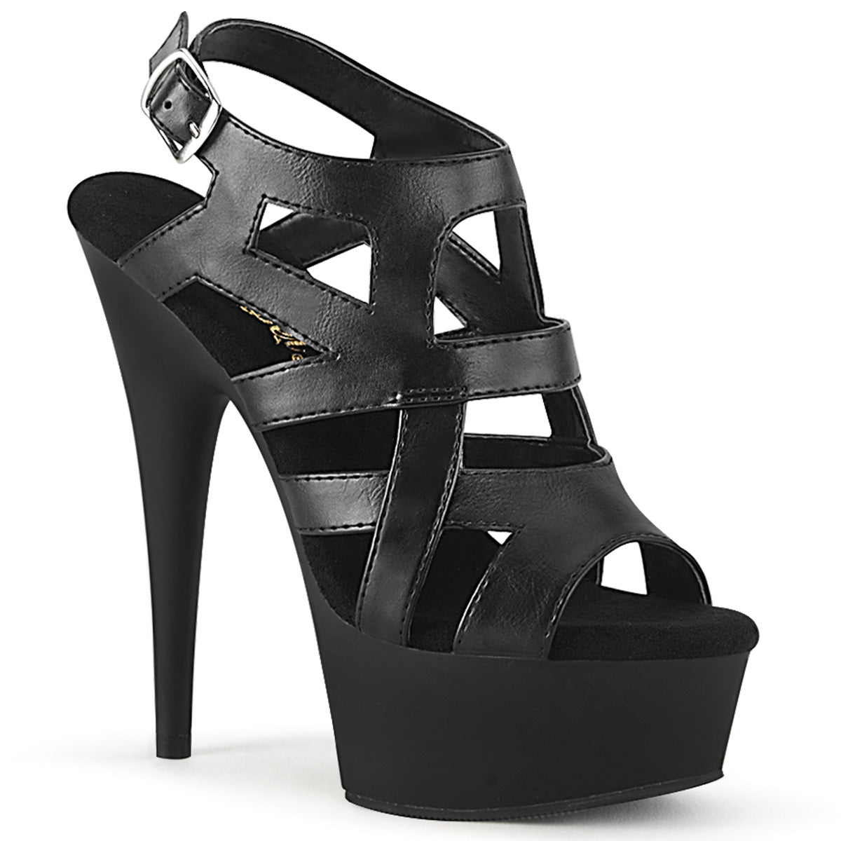 Pleaser Sandales pour femmes DELIGHT-644 BLK FAUX CUIR / BLK MATTE