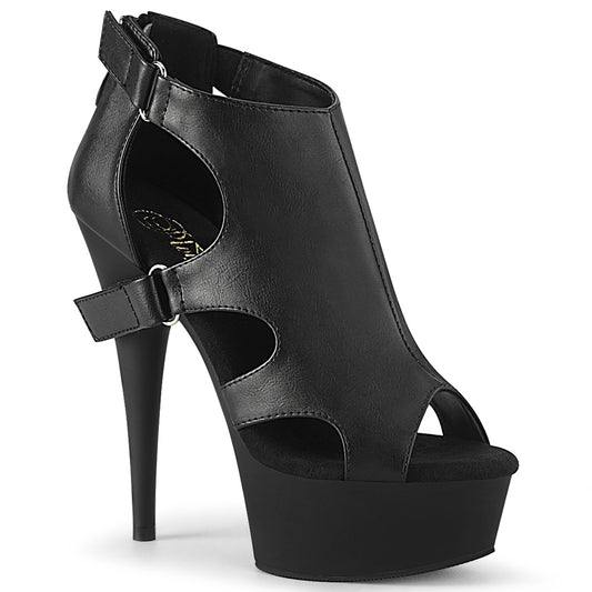 Pleaser Sandales pour femmes DELIGHT-647 BLK FAUX CUIR / BLK MATTE