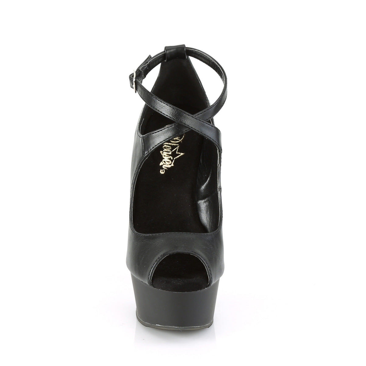 Pleaser Sandales pour femmes DELIGHT-653 BLK FAUX CUIR / BLK MATTE