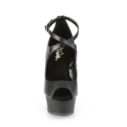 Pleaser Sandales pour femmes DELIGHT-653 BLK FAUX CUIR / BLK MATTE