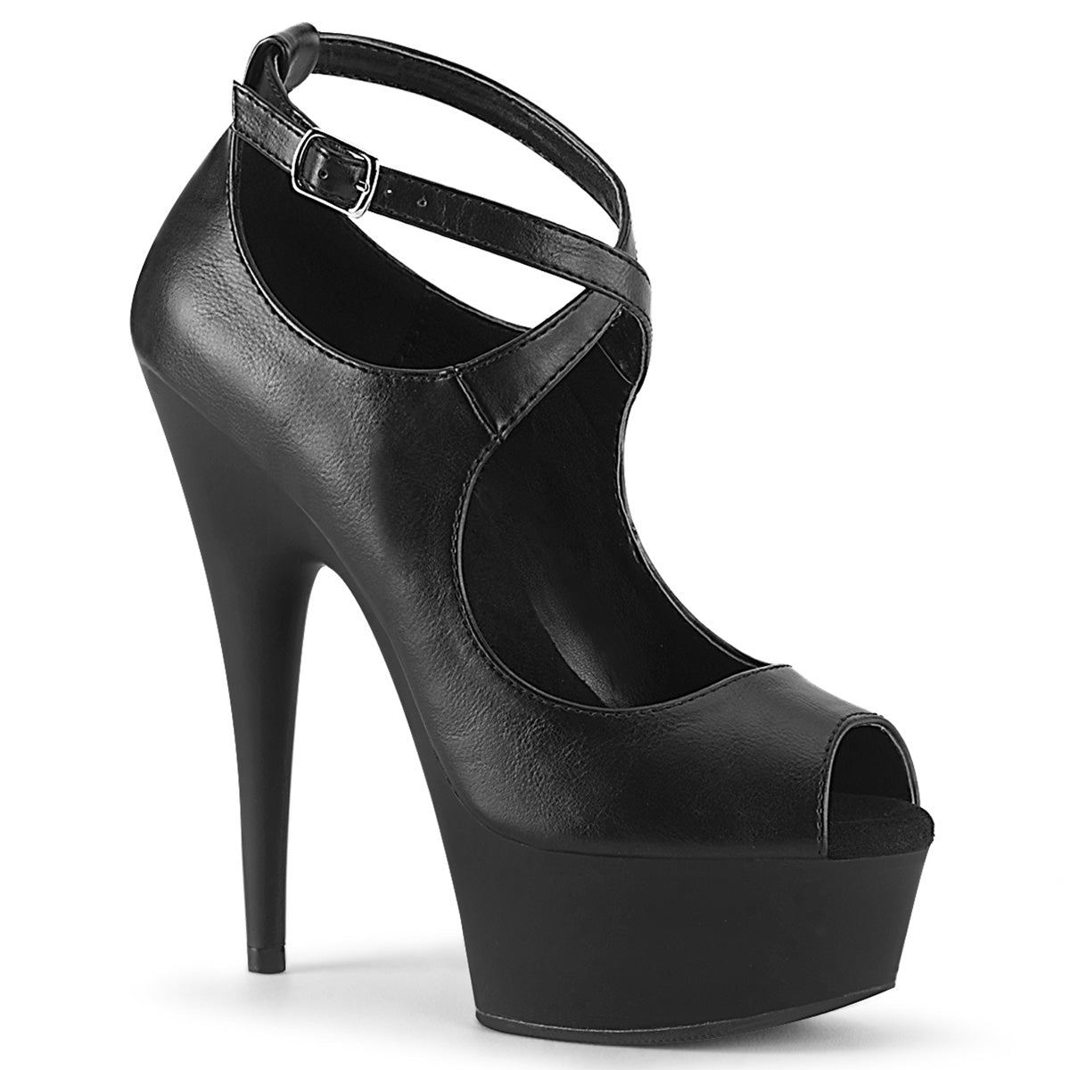 Pleaser Sandales pour femmes DELIGHT-653 BLK FAUX CUIR / BLK MATTE