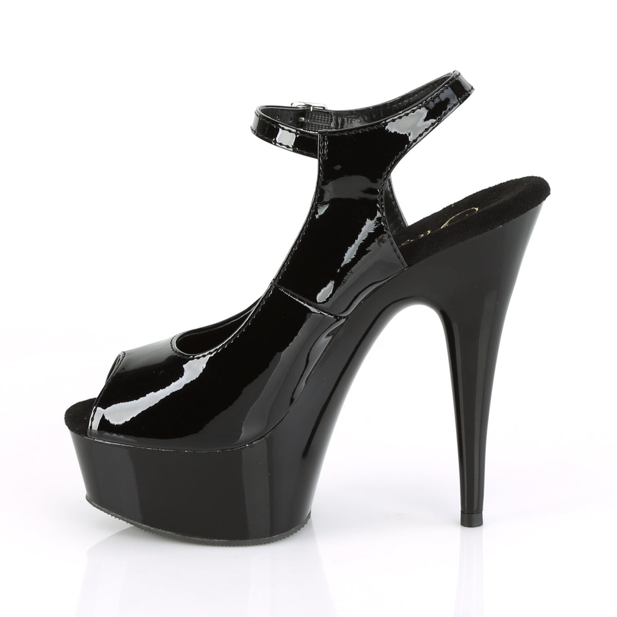 Pleaser Sandales pour femmes DELIGHT-655 blk pat / blk