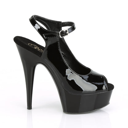 Pleaser Sandales pour femmes DELIGHT-655 blk pat / blk