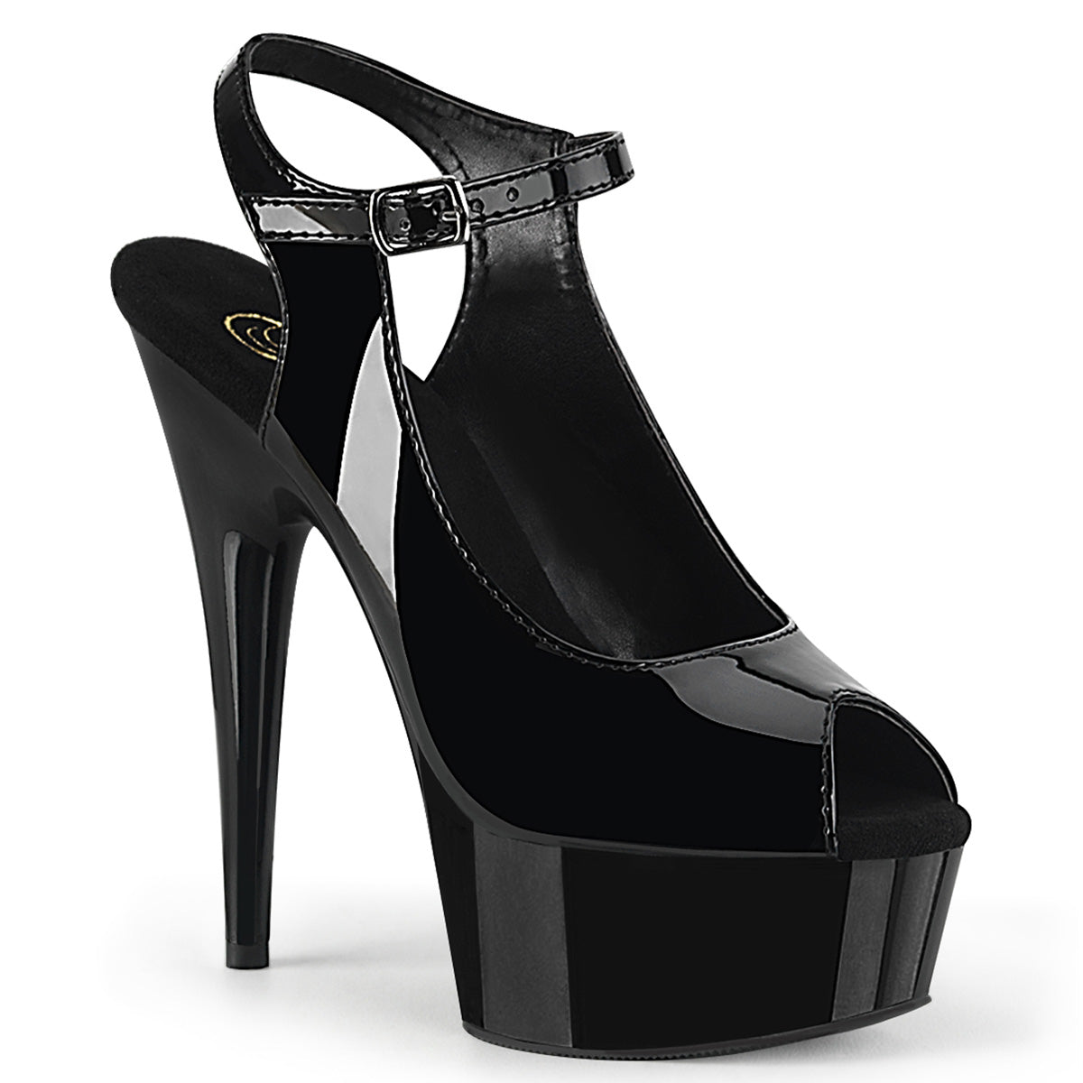 Pleaser Sandales pour femmes DELIGHT-655 blk pat / blk