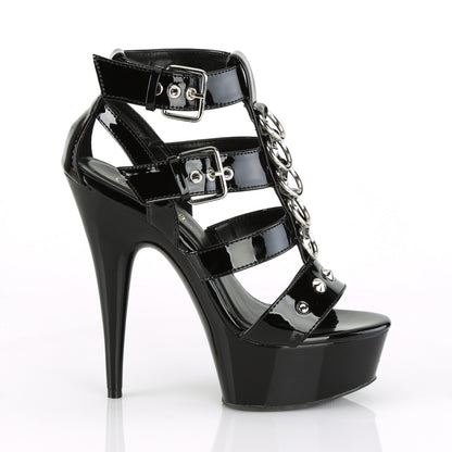 Pleaser Sandales pour femmes DELIGHT-658 BLK PAT / BLK
