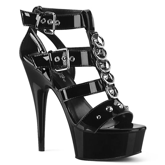 Pleaser Sandales pour femmes DELIGHT-658 BLK PAT / BLK