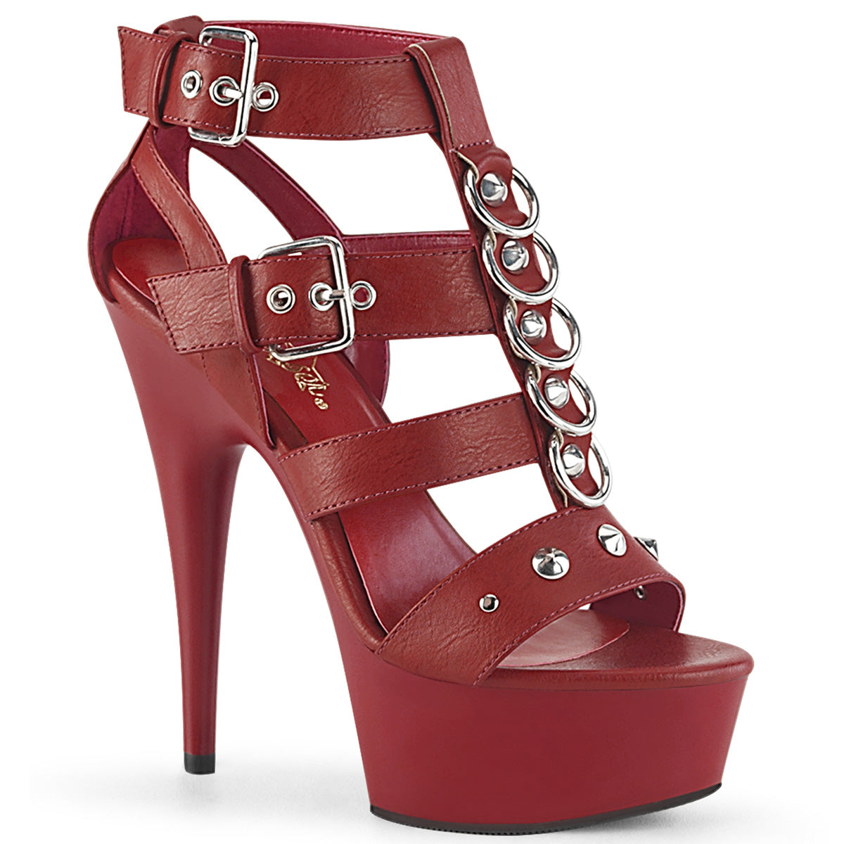 Pleaser Sandales pour femmes DELIGHT-658 cuir rouge cuir / rouge mat