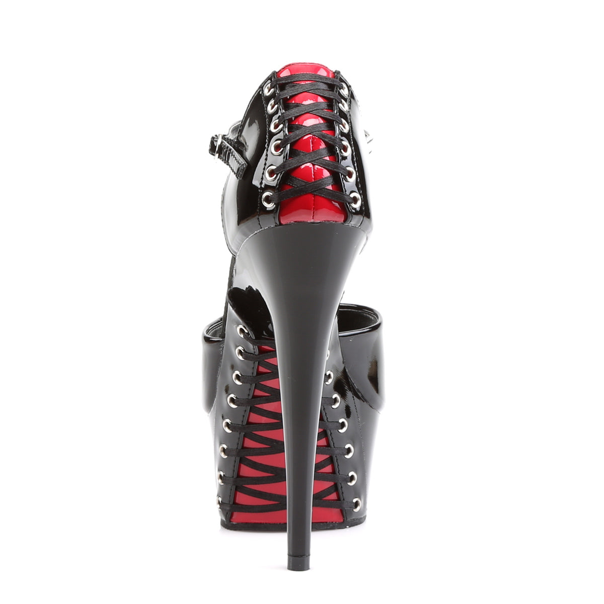 Pleaser Sandales pour femmes DELIGHT-660FH BLK-RED PAT / BLK