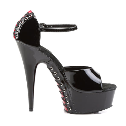 Pleaser Sandales pour femmes DELIGHT-660FH BLK-RED PAT / BLK