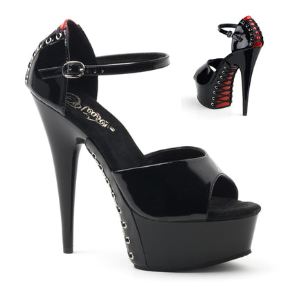 Pleaser Sandales pour femmes DELIGHT-660FH BLK-RED PAT / BLK