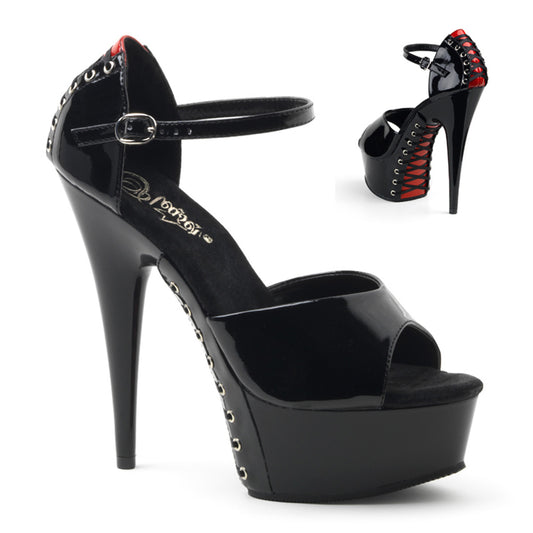 Pleaser Sandales pour femmes DELIGHT-660FH BLK-RED PAT / BLK