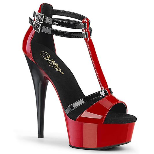Pleaser Sandales pour femmes DELIGHT-663 Red-Blk Pat / Red-Blk