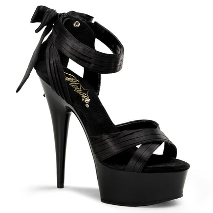 Pleaser Sandales pour femmes DELIGHT-668 blk satin / blk