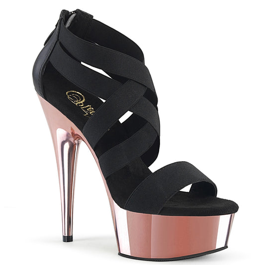 Pleaser Sandales pour femmes DELIGHT-669 BLK BAND BAND-FAUX LE / R. Chrome d'or