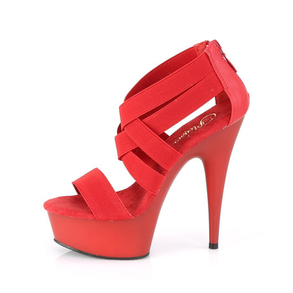 Pleaser Sandales pour femmes DELIGHT-669 cuir élastique rouge-simili cuir / rouge mat