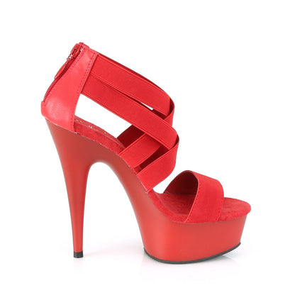 Pleaser Sandales pour femmes DELIGHT-669 cuir élastique rouge-simili cuir / rouge mat