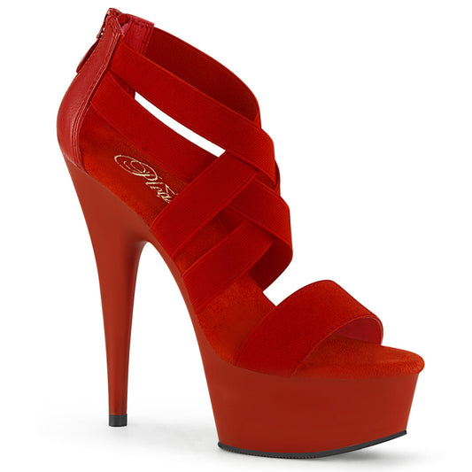 Pleaser Sandales pour femmes DELIGHT-669 cuir élastique rouge-simili cuir / rouge mat
