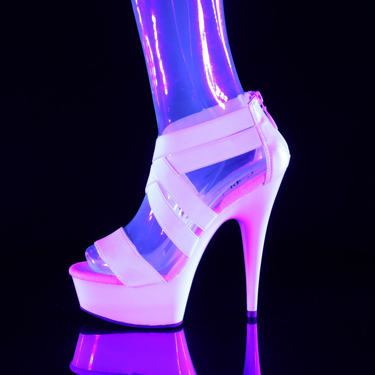 Pleaser Sandales féminines DELIGHT-669 UV WHT Band élastique-faux cuir / wht