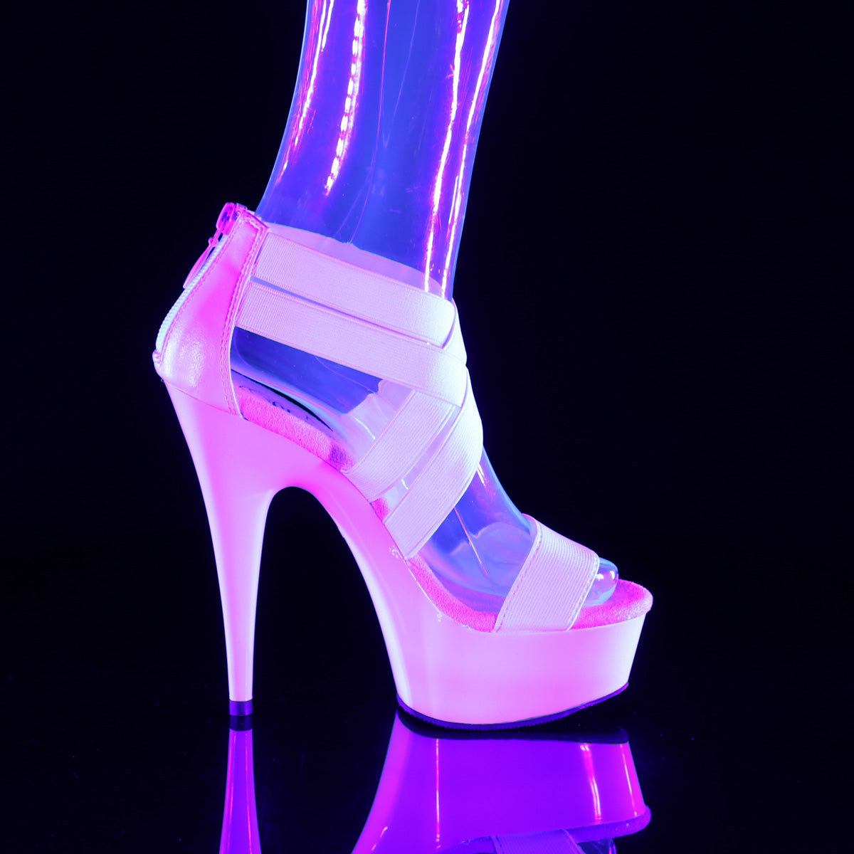Pleaser Sandales féminines DELIGHT-669 UV WHT Band élastique-faux cuir / wht