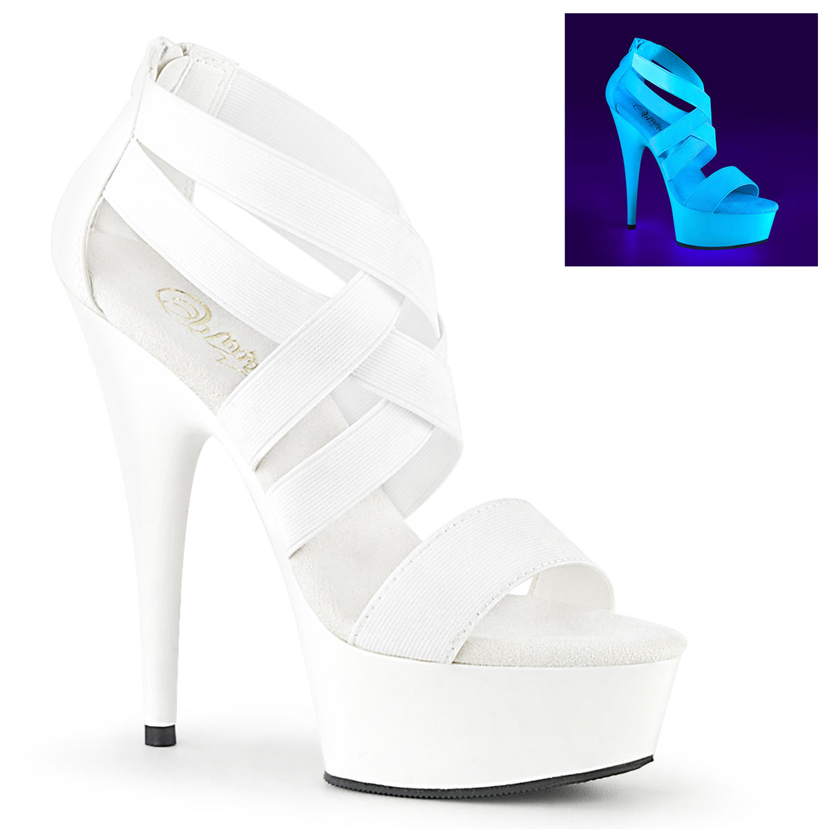 Pleaser Sandales féminines DELIGHT-669 UV WHT Band élastique-faux cuir / wht