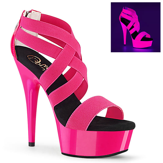 Pleaser Sandales pour femmes DELIGHT-669UV Neon H. Bande élastique rose-Pat / néon H. P.