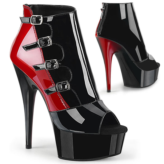 Pleaser Sandales pour femmes DELIGHT-681 BLK-ROUGE PAT / BLK