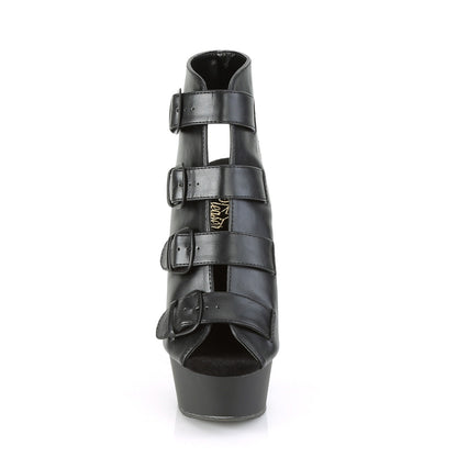 Pleaser Womens Sandals DELIGHT-683 Blk Faux Leather/Blk Matte