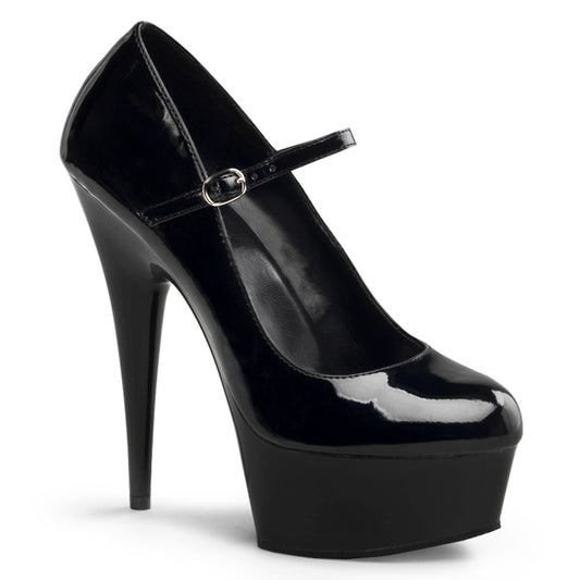 Pleaser Sandales pour femmes DELIGHT-687 BLK PAT / BLK