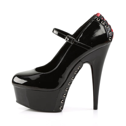 Pleaser Sandales pour femmes DELIGHT-687FH BLK-ROUGE PAT / BLK