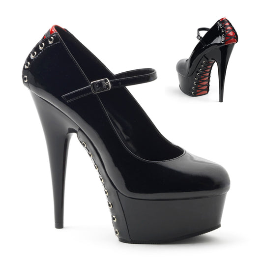 Pleaser Sandales pour femmes DELIGHT-687FH BLK-ROUGE PAT / BLK