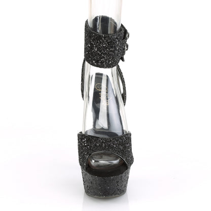 Pleaser Womens Sandals DELIGHT-691LG Blk Glitter/Blk Glitter